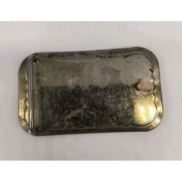 Vintage Nickel Plated Metal Western Cowboy Belt Buckle Rectangular - Picture 5 of 8